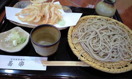 喬楽の手打ち蕎麦(白えびの天ざる)