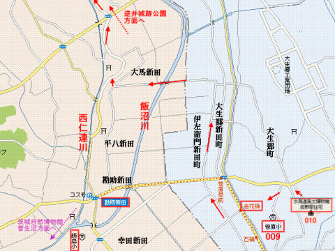 勘助新田付近の地図