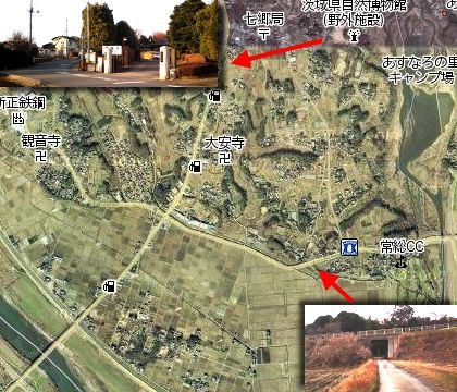 芽吹大橋から茨城自然博物館までの地図