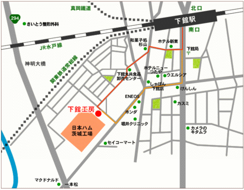 下館駅から下館工房までの道順