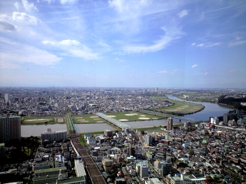 市川アイリンクタワーから江戸川上流の眺め