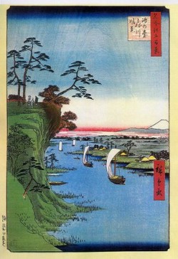 鴻之台とね川風景(広重)